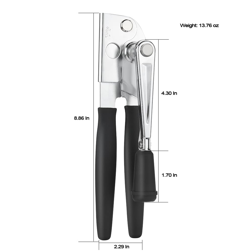 Heavy-Duty Manual Can Opener with Ergonomic Soft Handles & Easy-Turn Crank