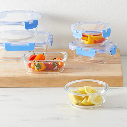 Leak-Proof Glass Food Storage Containers Set – 14 Piece Borosilicate Glass with Locking Lids