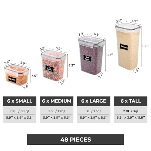 48-Piece Airtight Food Storage Containers Set – BPA-Free Stackable Pantry Organizers