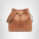 Calvin Klein Gabrianna Bucket Shoulder Bag – Vegan Leather Convertible Crossbody Purse (Caramel)