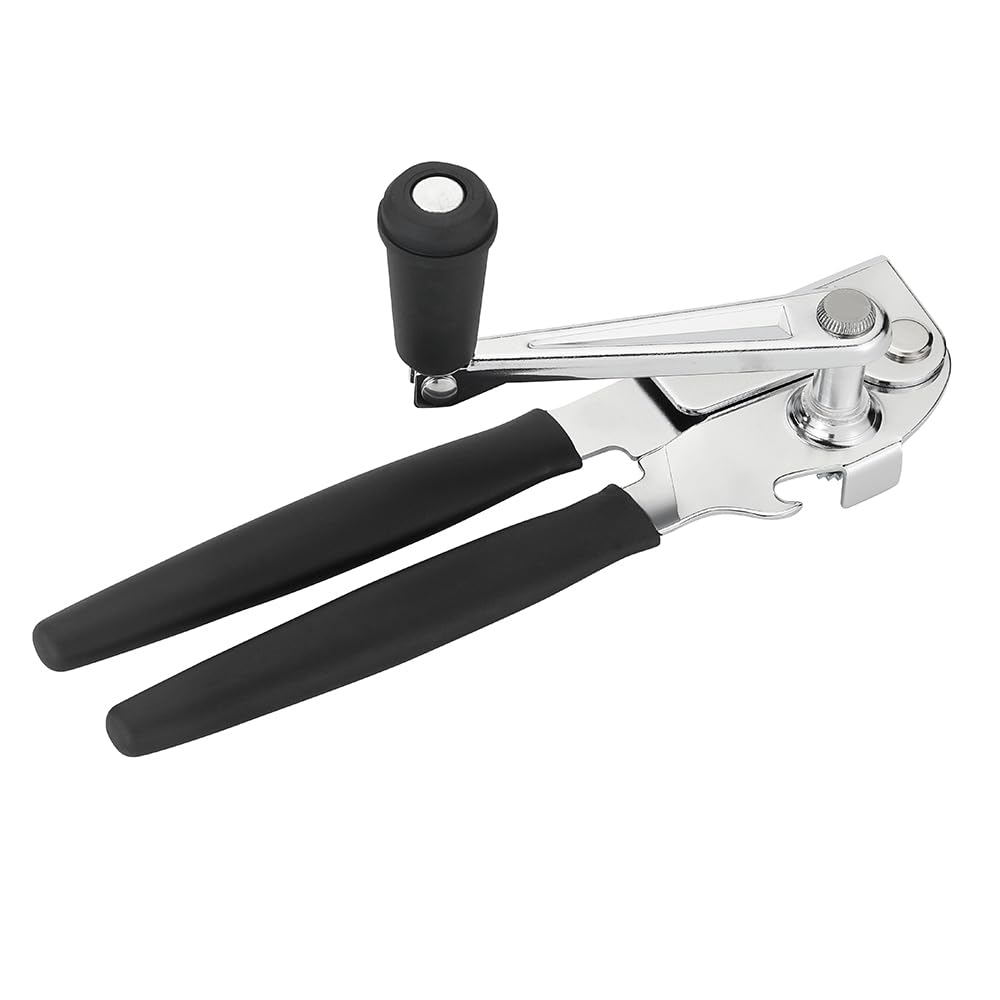 Heavy-Duty Manual Can Opener with Ergonomic Soft Handles & Easy-Turn Crank
