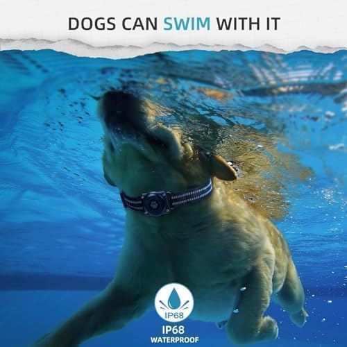 Smart Pet Tracker with Collar for Apple Find My Network – No Monthly Fee Bluetooth Location Tracker for Dogs & Cats (Black)