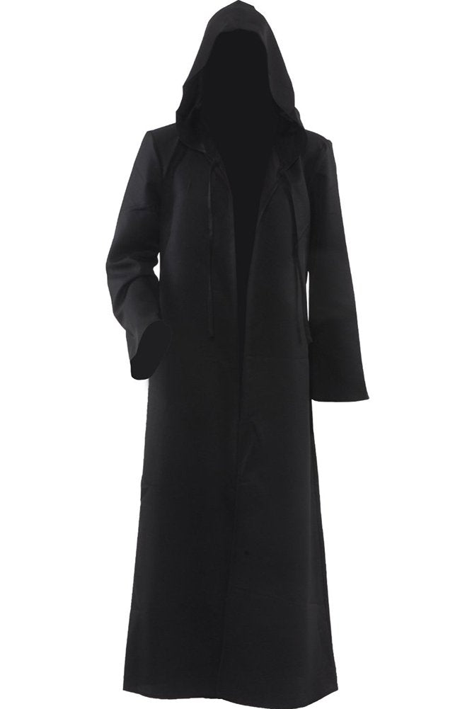 Men’s Black Witch Cloak – Adult Hooded Halloween Robe for Cosplay & Parties