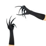Gothic Vampire Claw Gloves Set – 10pcs Long Finger Claws with Black Stretch Gloves for Halloween & Cosplay
