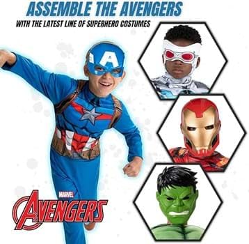 Kids Captain America Costume – Official Marvel Avengers Suit with Mask (Blue)