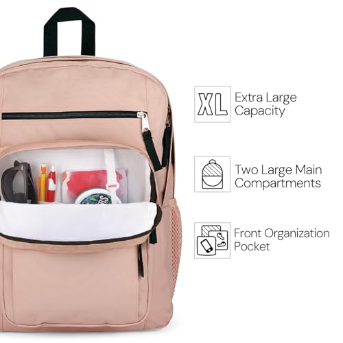 JanSport Big Student Laptop Backpack with 15″ Laptop Sleeve – Classic 2-Compartment School & Everyday Backpack (Black)