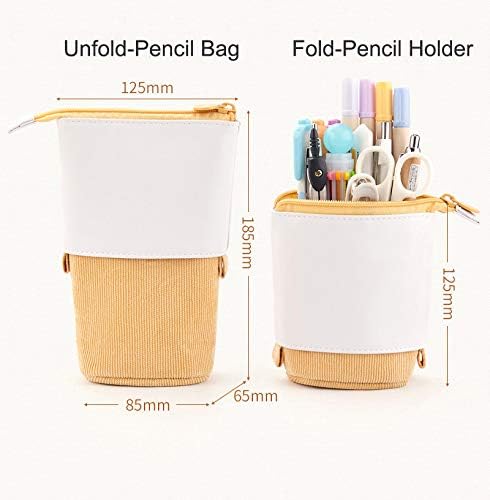 Blue Retractable Corduroy Pencil Case and Pen Holder