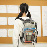 Amazon Basics Clear School Backpack with Water-Resistant PVC Material and Reinforced Shoulder Straps