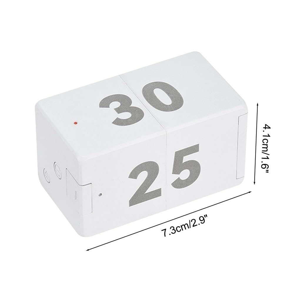 Pomodoro Timer Cube with Gravity Sensor, 10 Preset Flip Timers, Adjustable Volume & USB-C Rechargeable Design for Work, Study & Kitchen – White