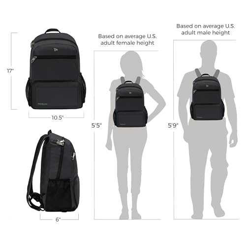 Travelon Active Packable Anti-Theft Backpack – Lightweight Foldable Travel Daypack with RFID Protection (Black)
