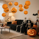 Floating Jack-O’-Lantern Halloween Lights – 12 Paper Pumpkins with 24 LED Tea Lights & Remote Control (Spooky Floating Decor)