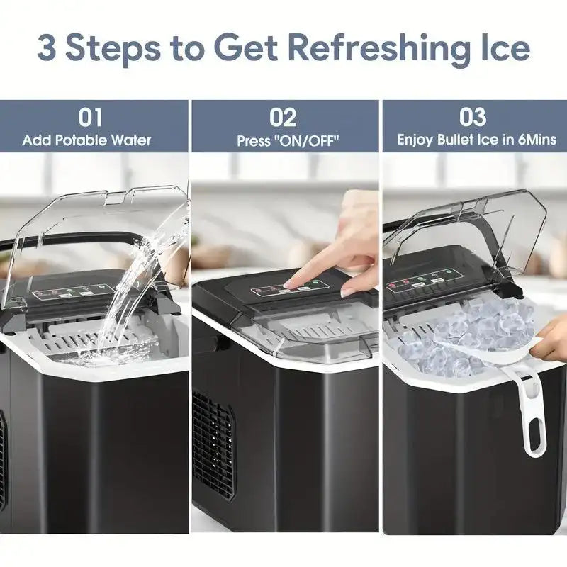 35 Pound Golden Nugget Ice Machine And 26 Pound Bullet Ice Machine, Soft Chew Ice Crusher, Portable Pebble Ice Machine Desktop, Automatic Cleaning Portable Ice Machine with Basket And Spoon, One Click Operation for Home/kitch - PulinGO