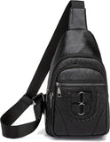 Women’s Sling Bag 🎒 Multi-Pocket Crossbody Purse – Vegan Retro Leather Braided Backpack for Travel