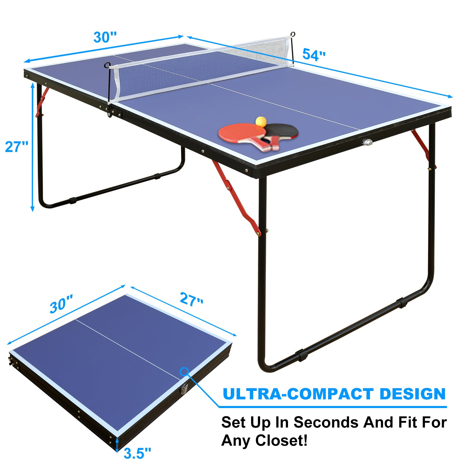 Folding Portable Table Tennis Table Set with Net, Paddles & Balls – Compact Indoor & Outdoor Game Table 🏓🎯