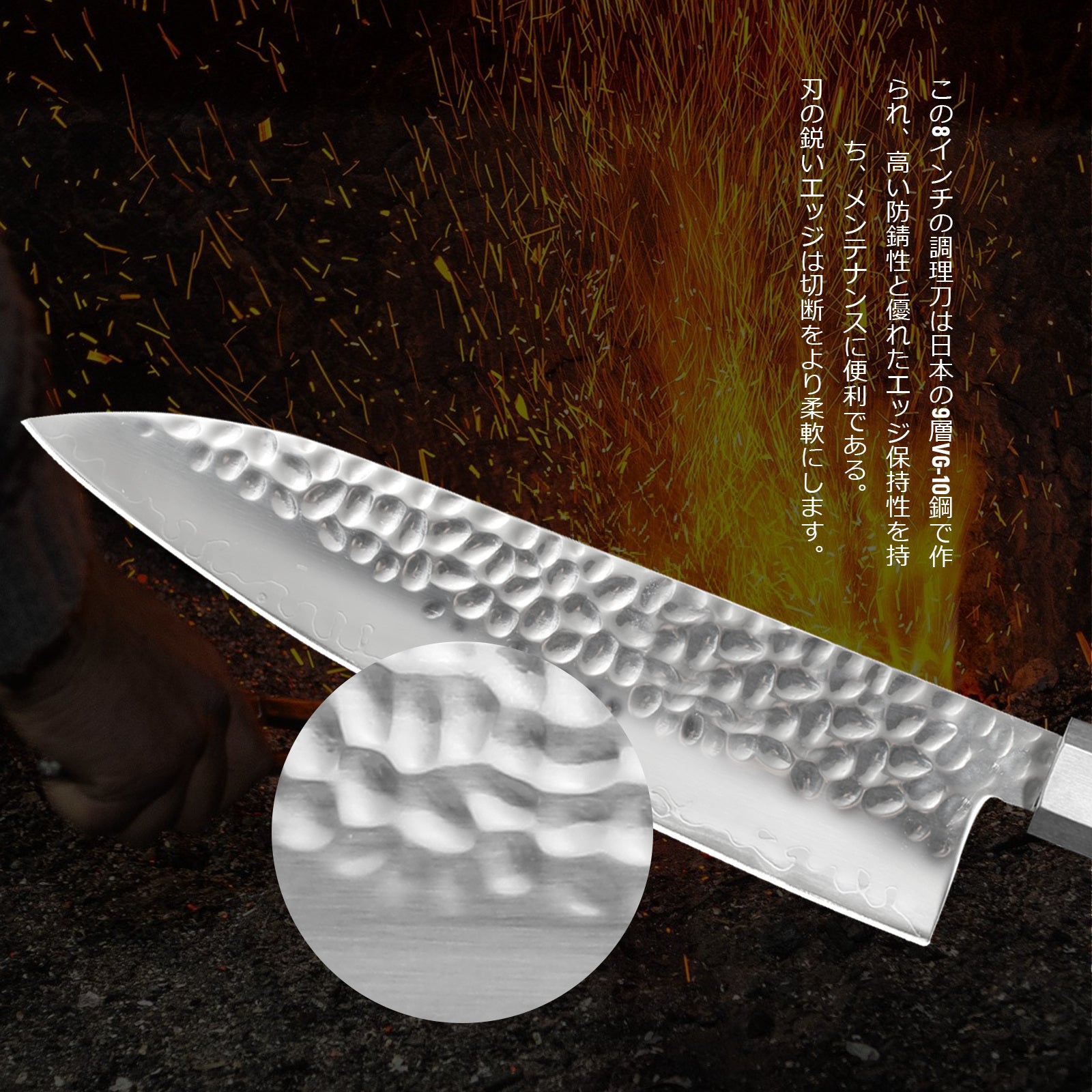 8-Inch Japanese Chef Knife – Ultra-Sharp VG-10 Clad Blade with Sheath Case