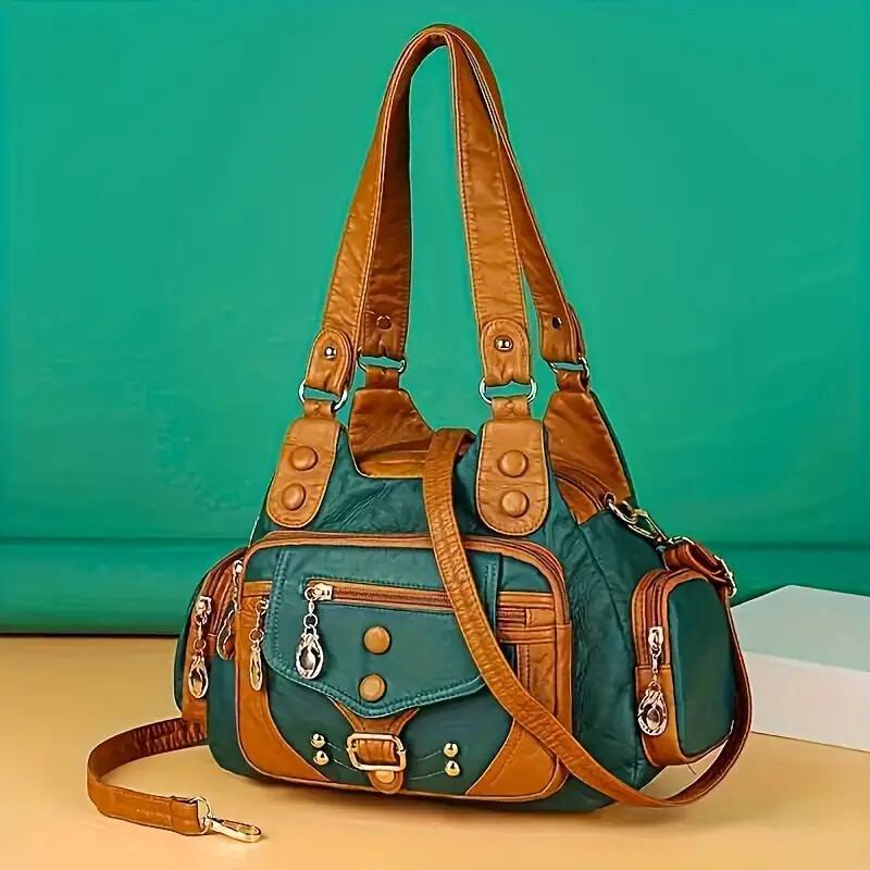 Vintage High-Quality Leather Luxury Handbag – Elegant Shoulder & Tote Bag for Women