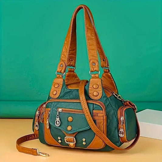Vintage High-Quality Leather Luxury Handbag – Elegant Shoulder & Tote Bag for Women