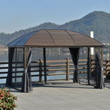 10 × 13 ft Hardtop Gazebo – Steel Roof Canopy with Curtains, Netting, Aluminum Frame, Ceiling Hook, Gray