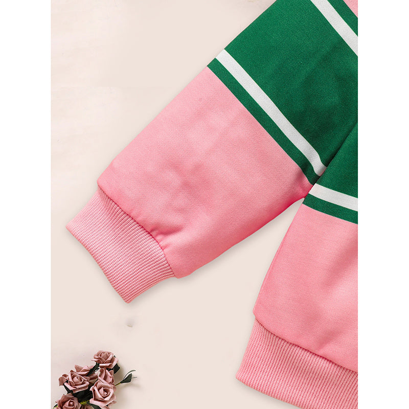 Toddler Girls 2-Piece Outfit – Colorblock Letter Graphic Sweatshirt & Pleated Skirt Set