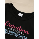 Kids Grandma & Granddaughter Matching Outfit – Letter & Heart Print Long Sleeve Top + Pants Set, 2-Piece Comfy Loungewear