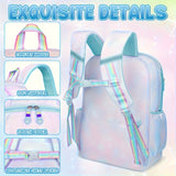 Cinnamoroll Blue Backpack Set – Large Capacity Teen School Bag with 6 Badges & Stationery Cards