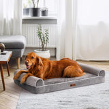 Mewoofun Orthopedic Dog Bed – XL Grey Egg Crate Foam Mattress with Washable Waterproof Cover for Large Dogs