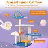 49" Tall Cat Tree Tower with UFO Space Capsule Top Perch & Sisal Scratching Posts – Multi-Level Indoor Cat Furniture