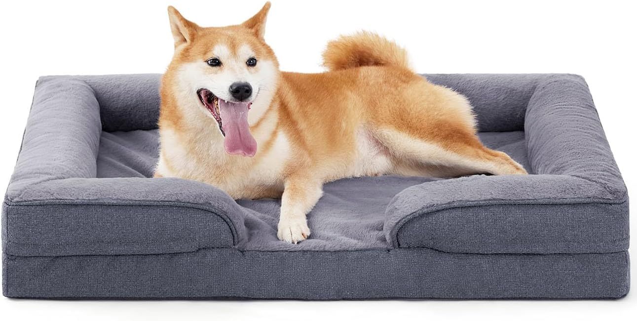 Large Orthopedic Dog Sofa – Supportive Foam Mattress with Egg Crate Design, Waterproof Lining & Washable Cover