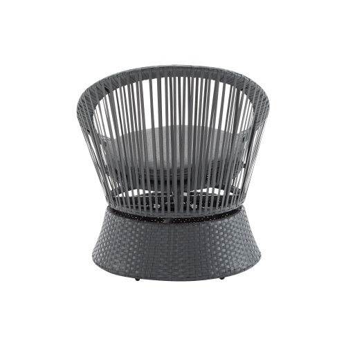 26.7" Modern Gray Wicker Lounge Chair – Round Rattan & Iron Frame, Stylish Relaxation for Living Room & Patio 🪑✨