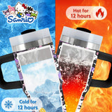 Sanrio 14 oz Stainless Steel Insulated Water Bottle with Handle & Straw – BPA-Free, Travel & Family Gift