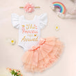 Newborn Baby Girl Outfit Set – Letter Print Romper, Tutu Skirt & Matching Headband | Coming Home Clothes