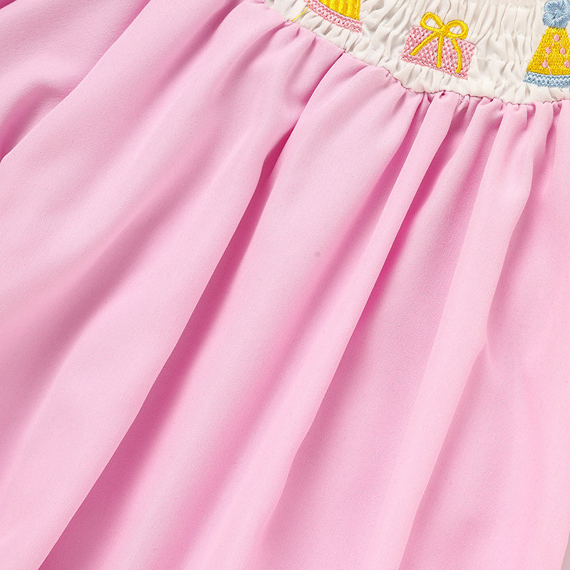 Infant Girls Birthday Bubble Romper 🎂 Cartoon Embroidery Princess Party Outfit 👶
