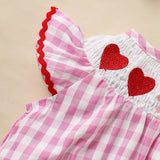 Newborn Baby Girls Valentine’s Day Romper ❤️ Plaid Heart Embroidery with Ruffle Sleeves 👶