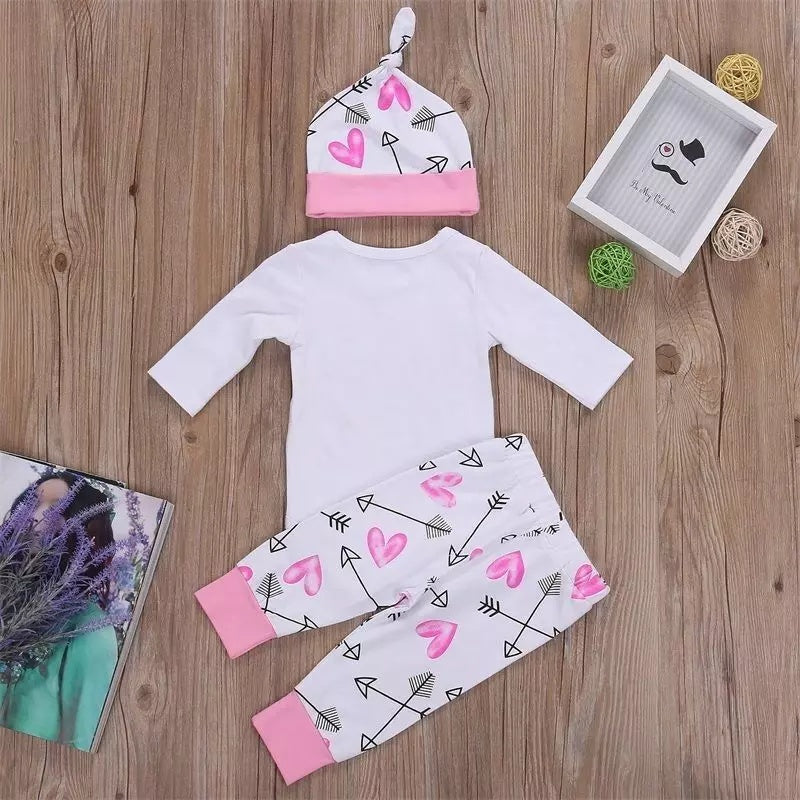 4Pcs Newborn Baby Girl Outfit Set – Romper, Bodysuit, Floral Pants & Matching Headband | Infant Clothes