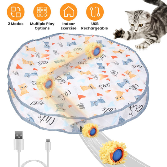 Motion-Activated Fast-Rolling Cat Toy Ball in Pouch – Rechargeable Interactive Play