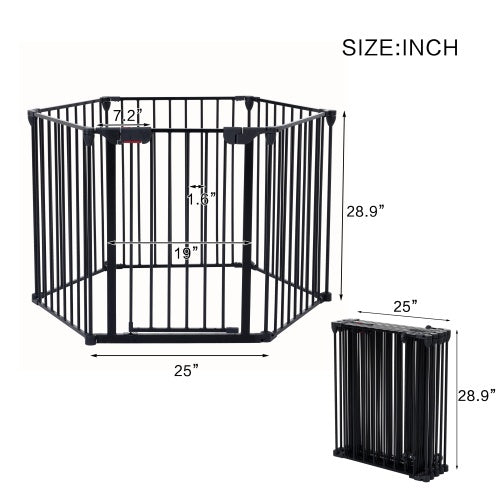 150″ Adjustable 6-Panel Metal Safety Gate – Foldable Freestanding Play Yard & Safety Fence