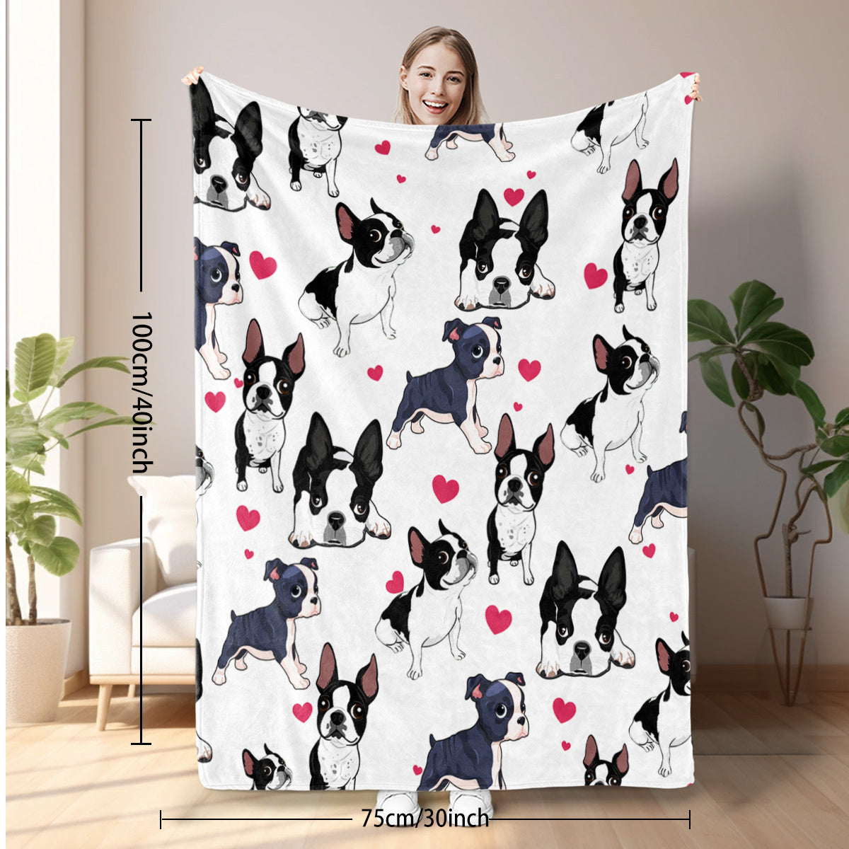 Adorable Fleece Dog Blanket – Soft, Cozy, Lightweight Flannel Throw for Couch, Bed & Living Room Decor, 75 × 100 cm