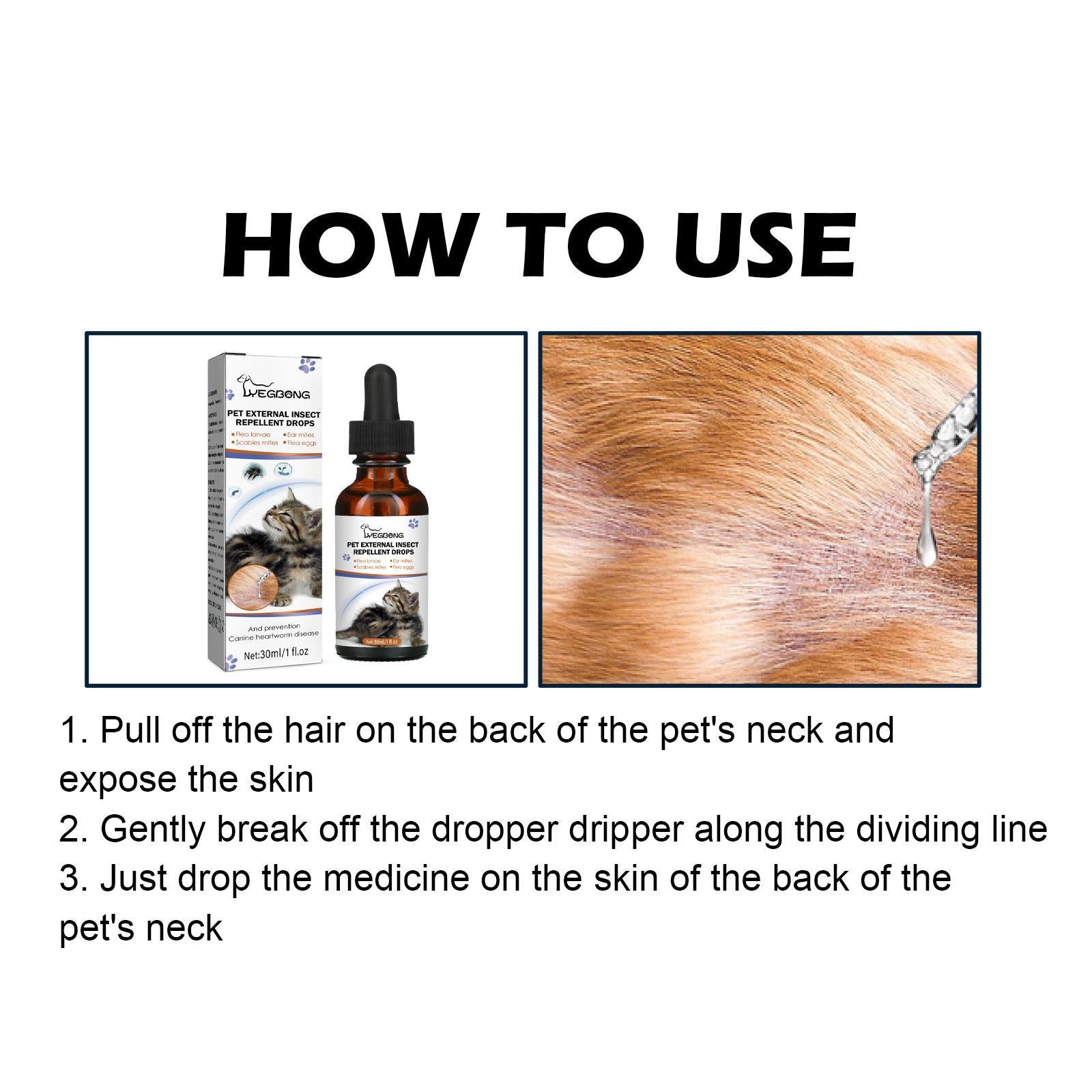Yegbang External Deworming Drops for Pets – Flea, Tick & Lice Treatment with Soothing Itch Relief for Cats & Dogs
