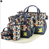 5PCS Baby Diaper Bag Set 👶 Nappy Tote with Changing Pad, Insulated Pockets & Shoulder Bags – Travel & Mummy Organizer