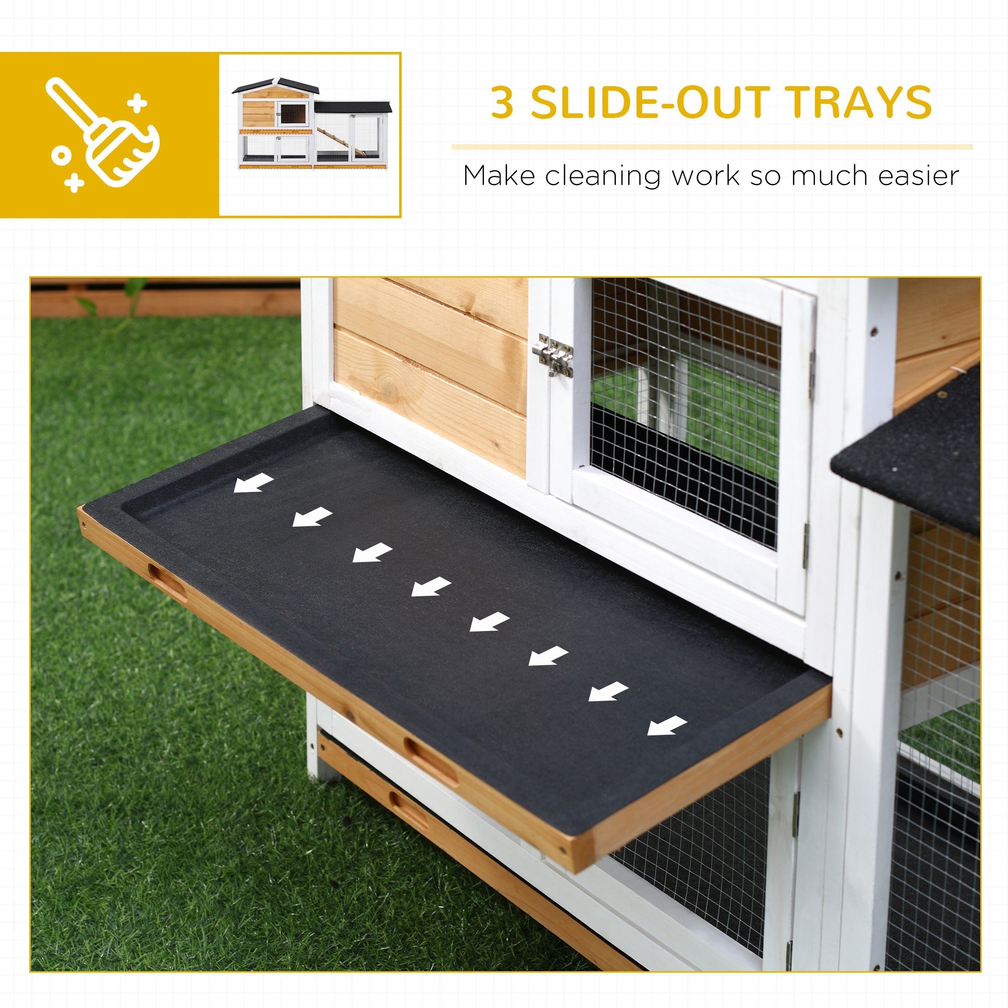 2-Storey Wooden Rabbit Hutch – Small Animal House with Ramp, Enclosed Shelter & Open Run Area
