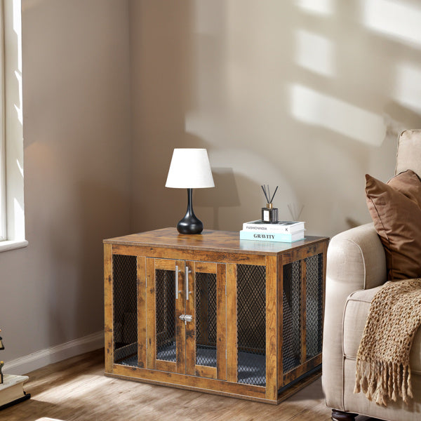Multi-Functional Kennel – Rustic Pet Crate & Functional Side Table for Dogs, Cats, Rabbits & More
