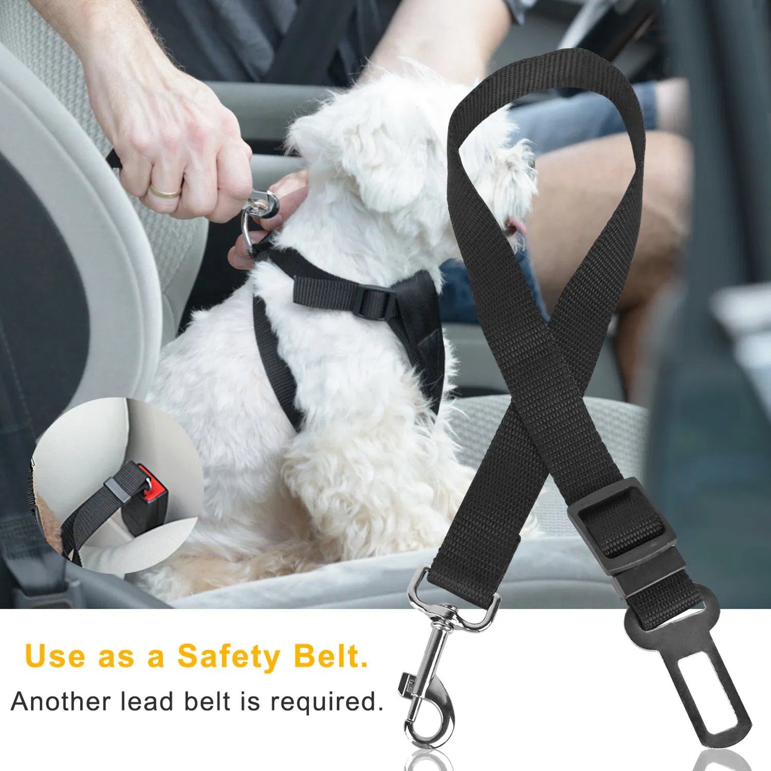 Pack of 2 Adjustable Pet Seat Belt Leash Straps – Safe Car Restraint for Dogs & Cats, No-Tangle Design
