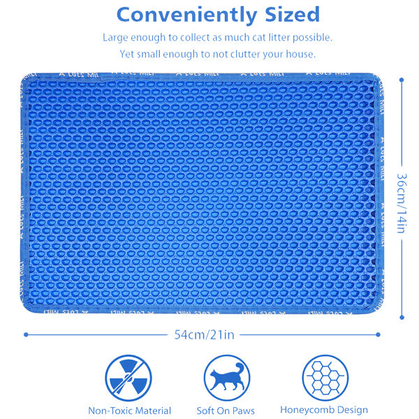 Double-Layer Rice-Shaped Cat Litter Pad – Waterproof EVA Non-Slip Mat for Trapping Litter & Easy Cleaning