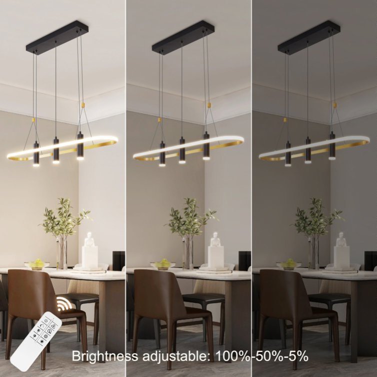 Modern Black & Gold 4-Light Pendant Lamp with Adjustable Design