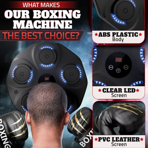 Music Boxing Machine – Wall-Mounted Bluetooth Punching Pad with Lights & Sound Effects 🎶🥊🔥