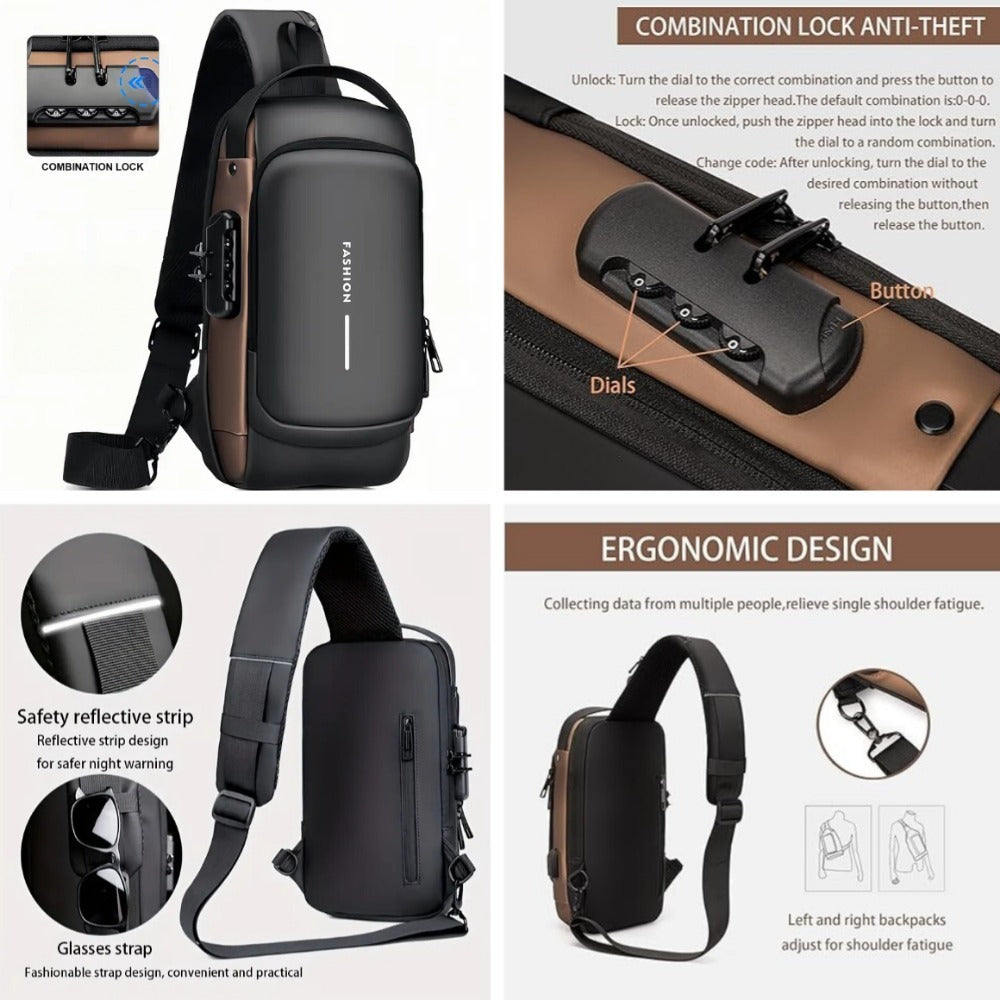 Men’s Waterproof Motorcycle Chest Bag – Anti-Theft Oxford Fabric Shoulder Bag for Travel, Hiking & Outdoor Use