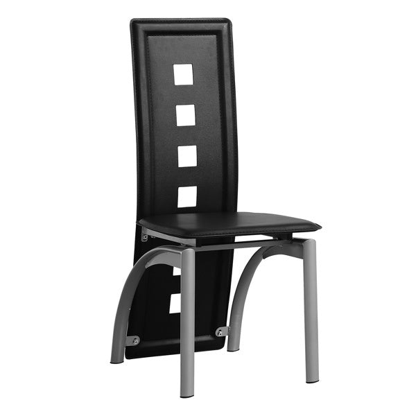 4PCS PU Leather Dining Chairs 🍷 Modern Long-Backrest Set – Square Hollow Design for Home & Dining Room