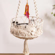 Mewoofun Boho Macrame Cat Swing – Handwoven Hanging Bed with Soft Mat & Toy, Decorative Hammock for Indoor Cats