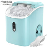 35 Pound Golden Nugget Ice Machine And 26 Pound Bullet Ice Machine, Soft Chew Ice Crusher, Portable Pebble Ice Machine Desktop, Automatic Cleaning Portable Ice Machine with Basket And Spoon, One Click Operation for Home/kitch - PulinGO