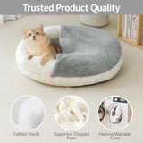 Mewoofun Enclosed Cat Bed Cave – 22"x22" Washable Pet Bed with Blanket & Non-Slip Base for Cats & Small Dogs